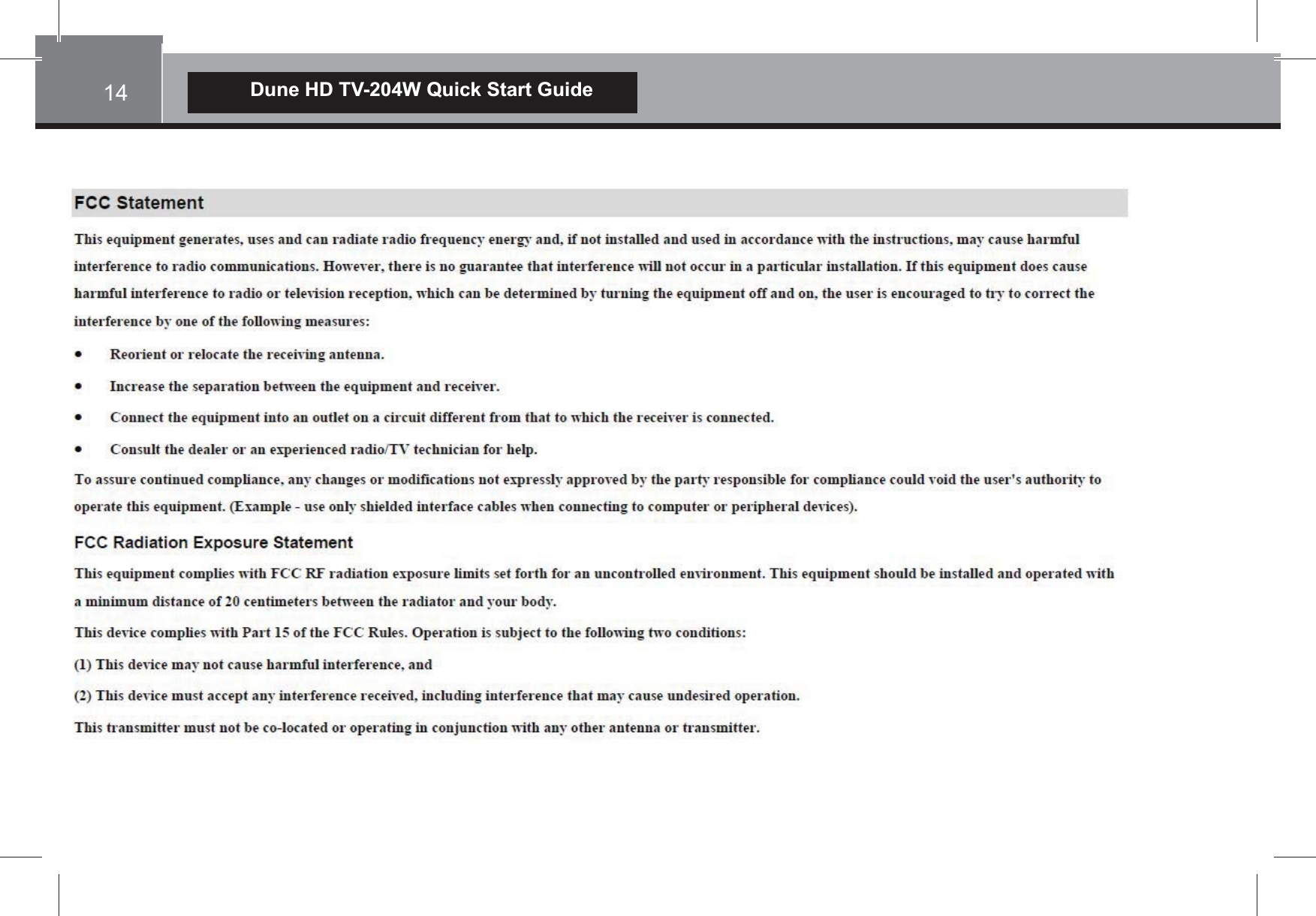  Dune HD TV-204W Quick Start Guide