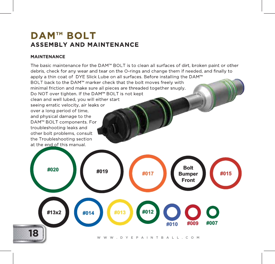 WWW.DYEPAINTBALL.COM18#020 #017#012#009#011#007#010BoltBumperFront#13x2#015#014 #013#019