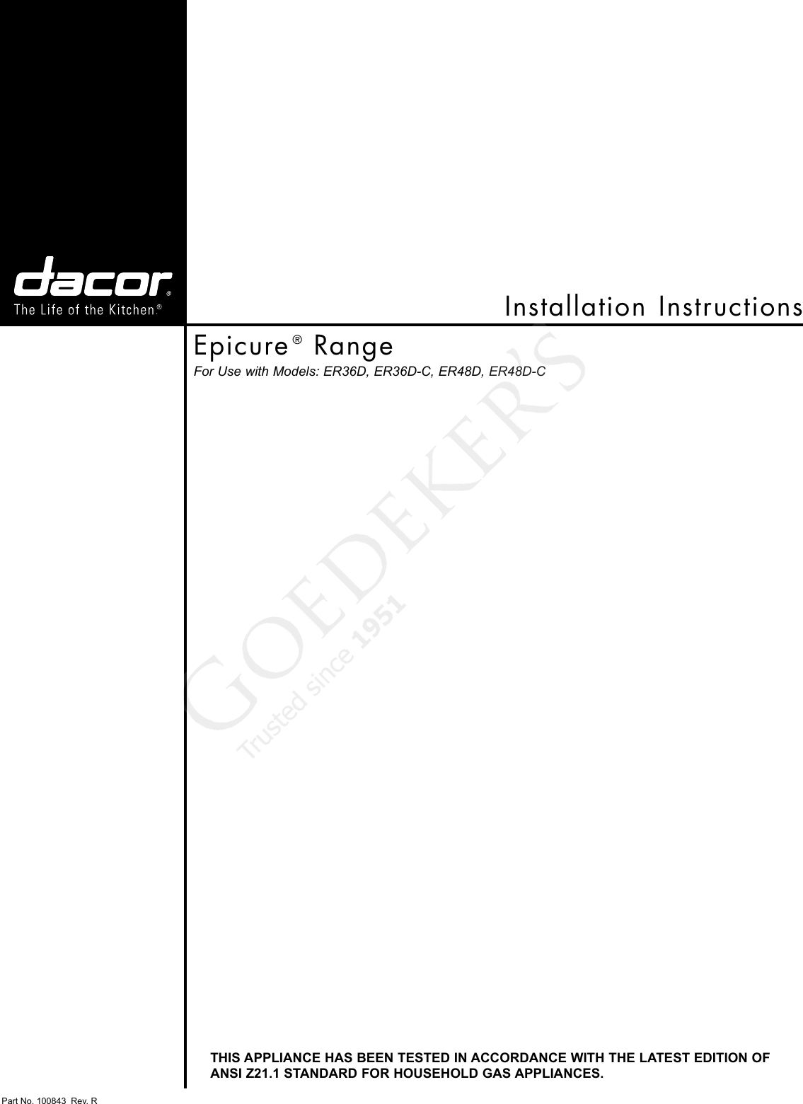 Dacor Range Er36D C Users Manual