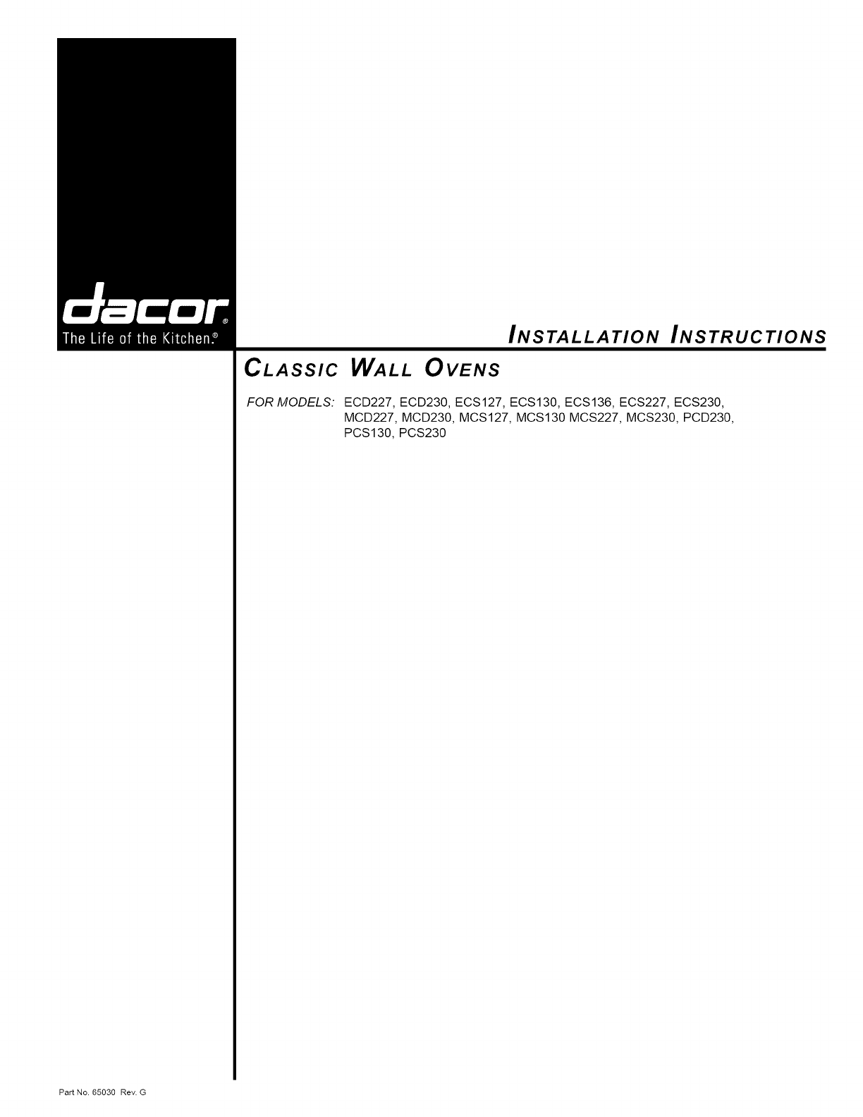 Dacor Dct365 Cooktop User Manual