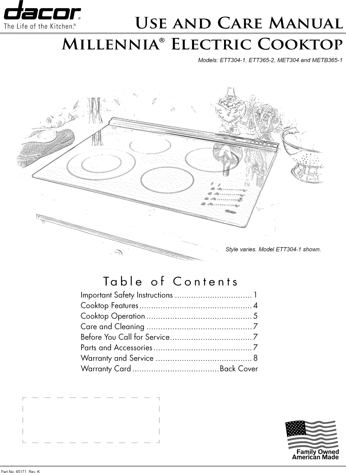 Dacor Ett3041bg 1102290l User Manual Cooktop Manuals And Guides