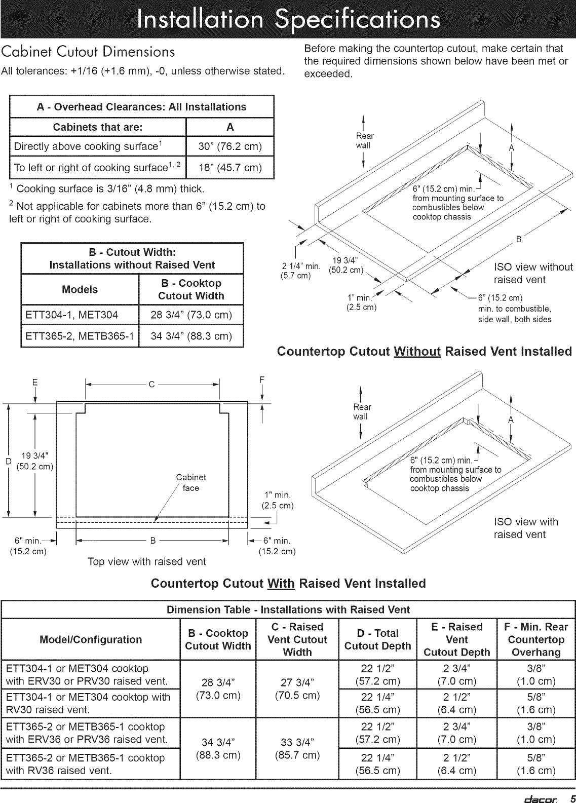 Page 7 of 12 - Dacor ETT304BG User Manual  COOKTOP - Manuals And Guides 1205055L