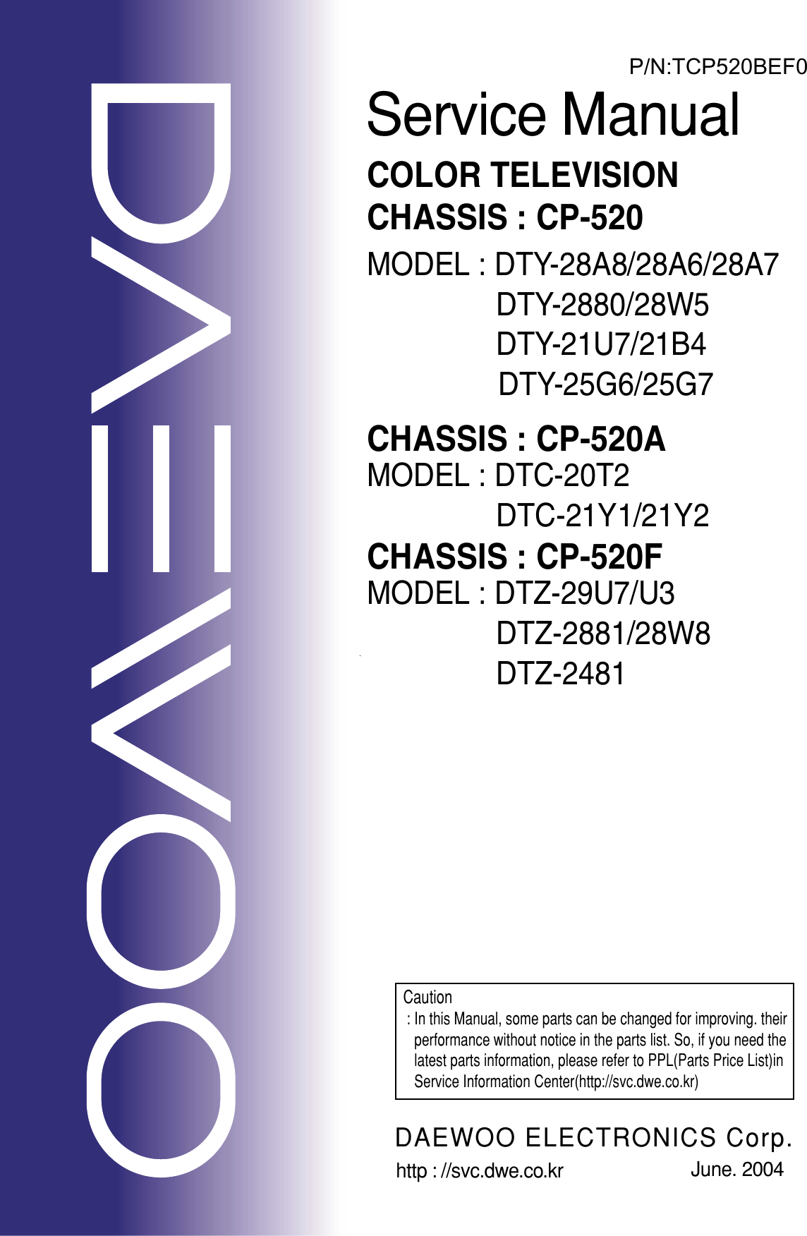 Daewoo Electronics Dtc 20T2 Users Manual