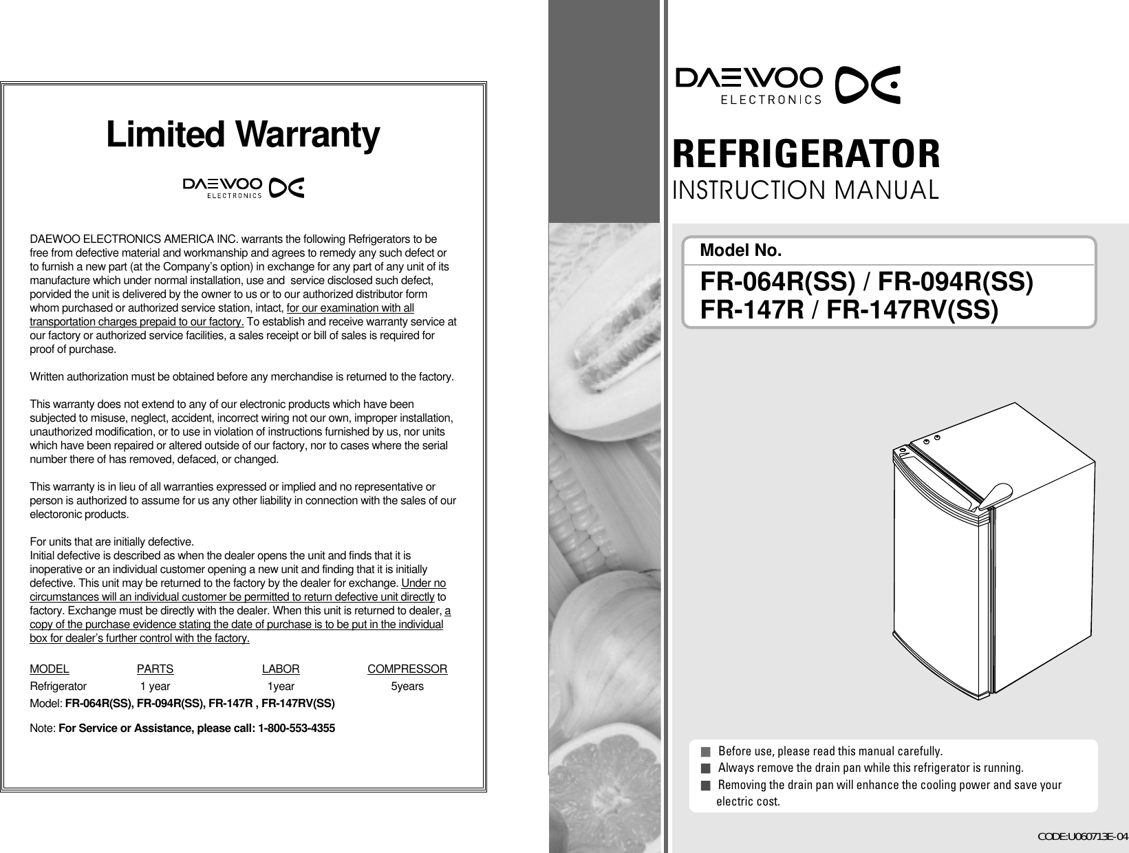 Page 5 of 5 - Daewoo-Electronics Daewoo-Electronics-Fr-147Rv-Owner-S-Manual 136 DEAN(FR-0645R(SS) ¿Ü - ¿µ