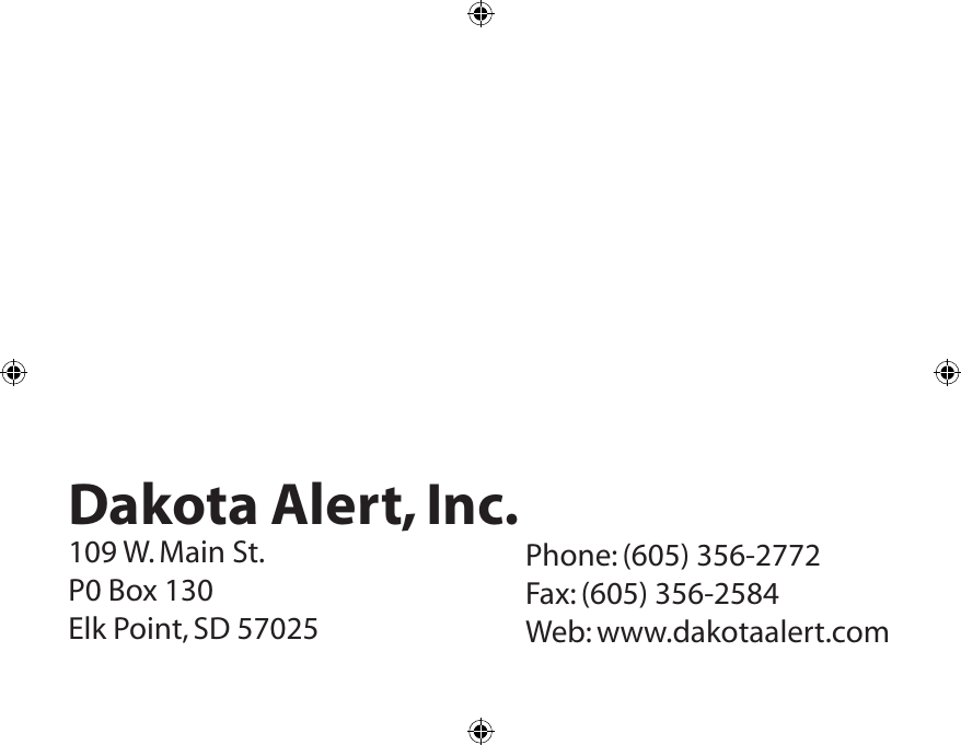 Page 12 of 12 - Dakota-Alert Dakota-Alert-Dakota-Alert-Inc-Stereo-Receiver-Portable-Receiver-Users-Manual- PR-3000 Manual  Dakota-alert-dakota-alert-inc-stereo-receiver-portable-receiver-users-manual