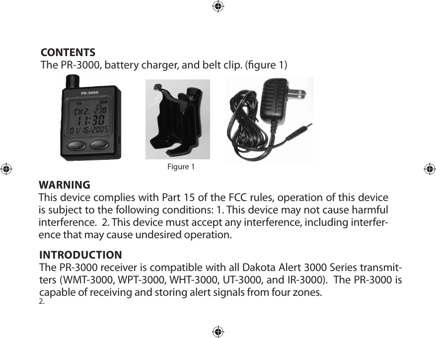 Page 2 of 12 - Dakota-Alert Dakota-Alert-Dakota-Alert-Inc-Stereo-Receiver-Portable-Receiver-Users-Manual- PR-3000 Manual  Dakota-alert-dakota-alert-inc-stereo-receiver-portable-receiver-users-manual