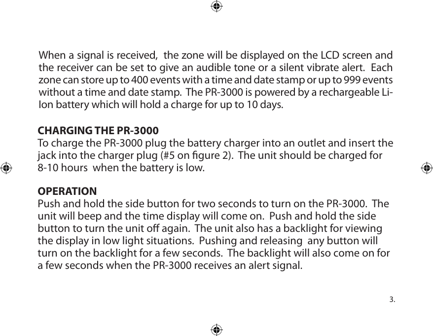 Page 3 of 12 - Dakota-Alert Dakota-Alert-Dakota-Alert-Inc-Stereo-Receiver-Portable-Receiver-Users-Manual- PR-3000 Manual  Dakota-alert-dakota-alert-inc-stereo-receiver-portable-receiver-users-manual