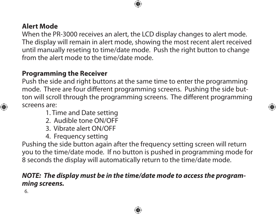 Page 6 of 12 - Dakota-Alert Dakota-Alert-Dakota-Alert-Inc-Stereo-Receiver-Portable-Receiver-Users-Manual- PR-3000 Manual  Dakota-alert-dakota-alert-inc-stereo-receiver-portable-receiver-users-manual