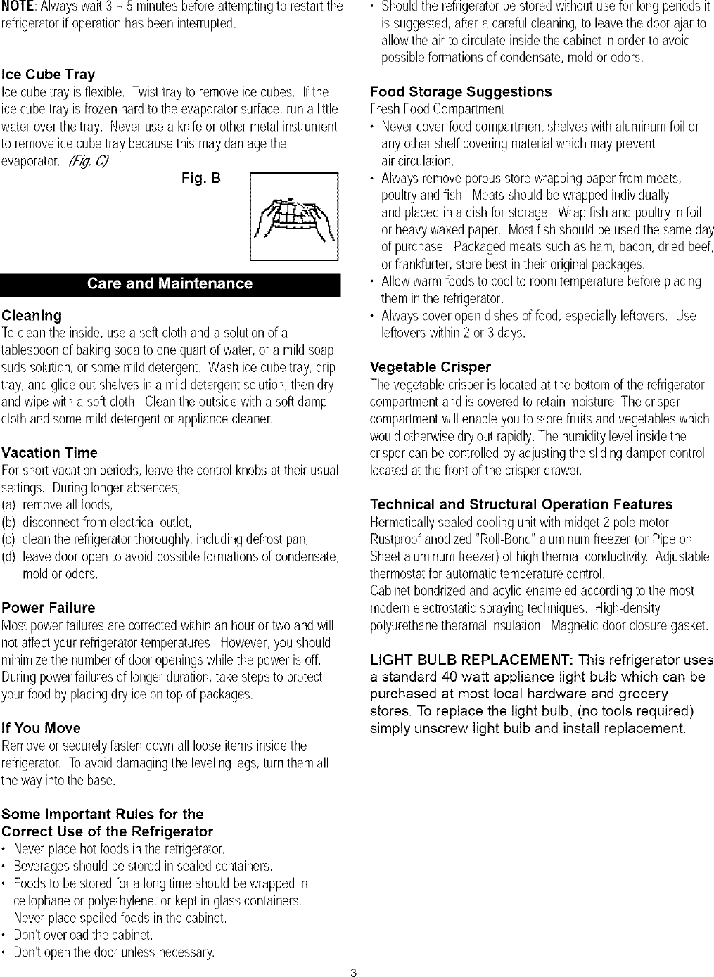 Page 5 of 8 - Danby D1052W User Manual  REFRIGERATOR - Manuals And Guides L0712156