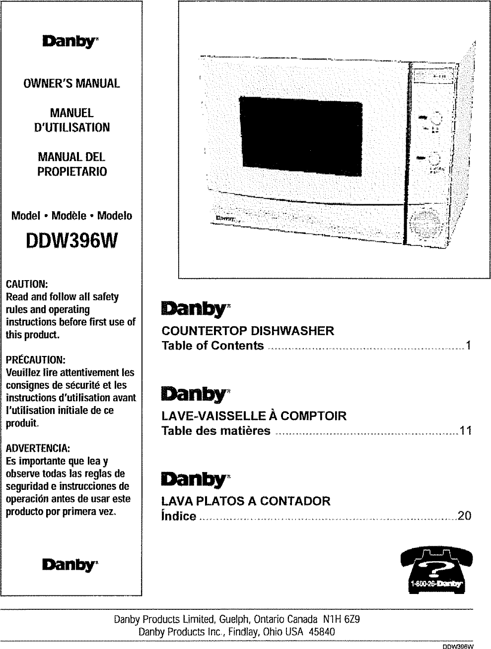 Danby 18 Inch Portable Dishwasher Manual