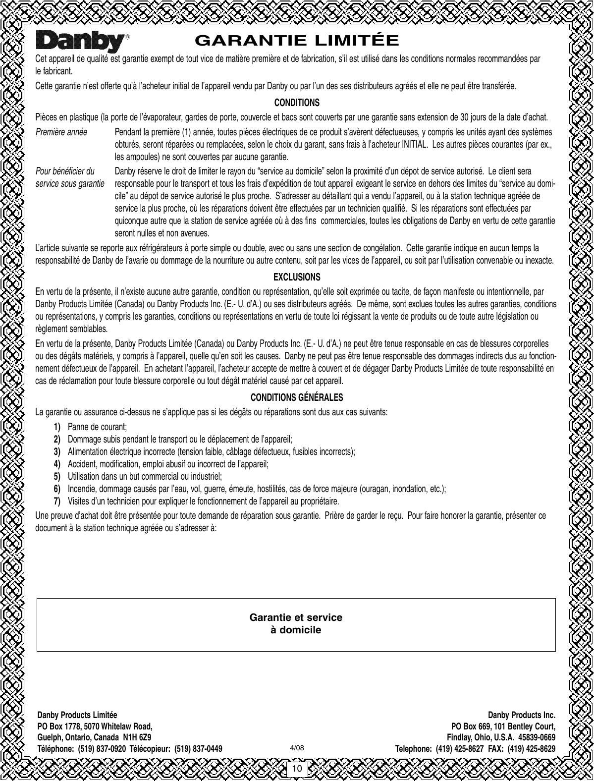 Page 10 of 10 - Danby DUF408WE Duf808we Efsom .qxp User Manual  To The 6fcd9fa1-1445-44bc-9d38-455c26c3ac39
