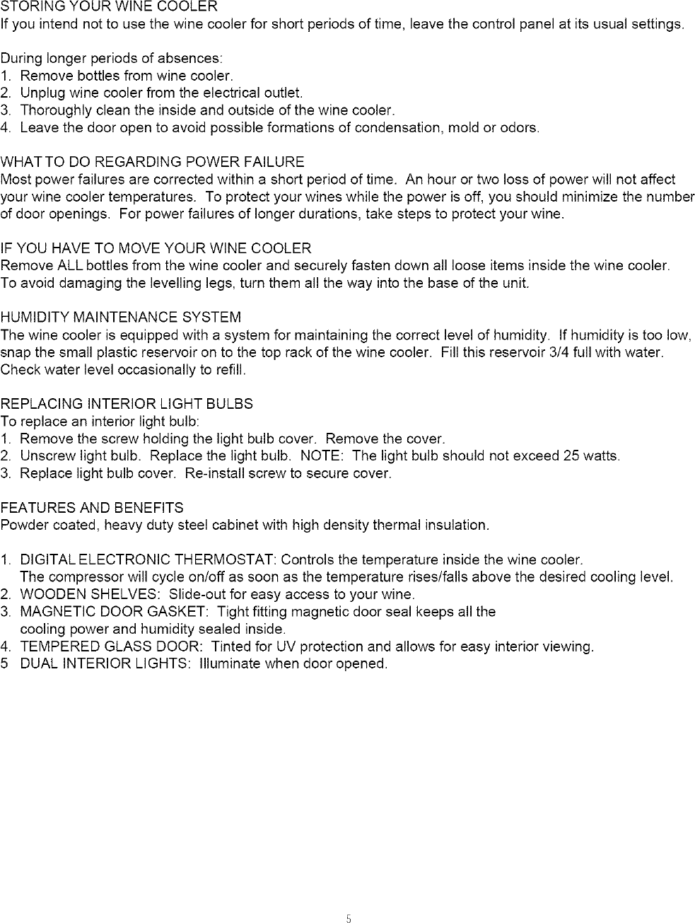 Page 7 of 7 - Danby DWC282BL User Manual  WINE COOLER - Manuals And Guides L0712183