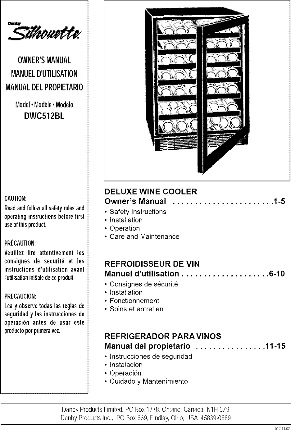 Page 2 of 7 - Danby Danby-Silhouette-Dwc512Bl-Owners-Manual