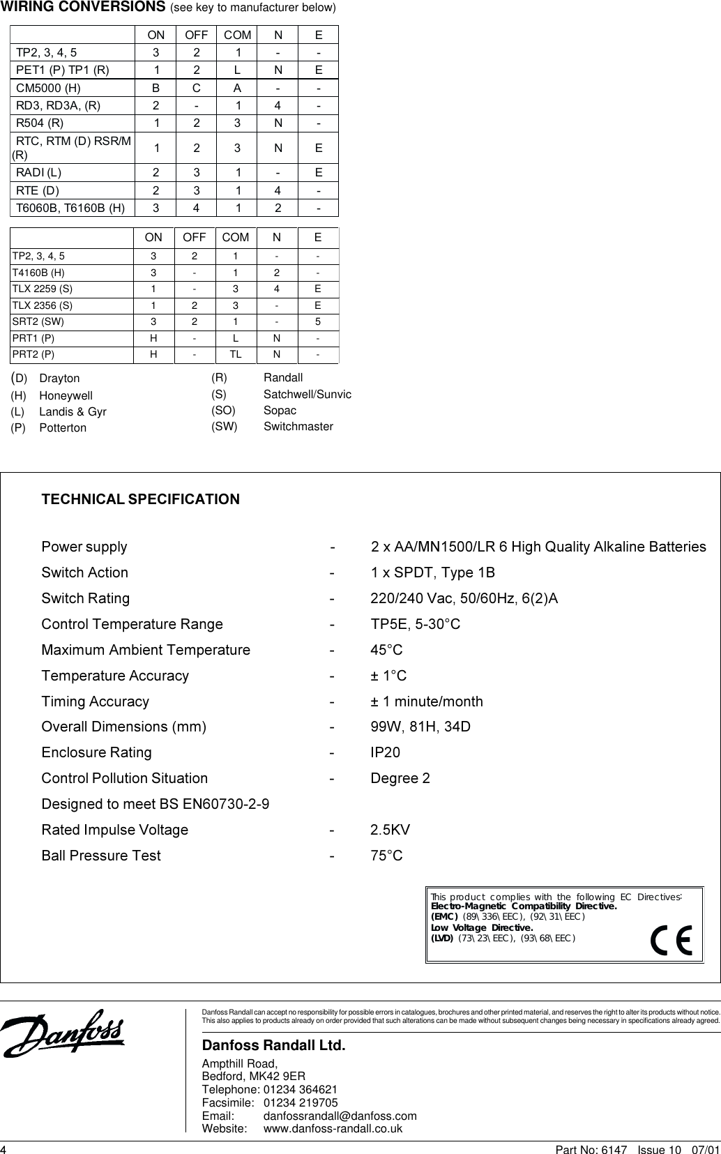 Page 4 of 4 - Danfoss-Randall Danfoss-Randall-Tp5E-Users-Manual-  Danfoss-randall-tp5e-users-manual