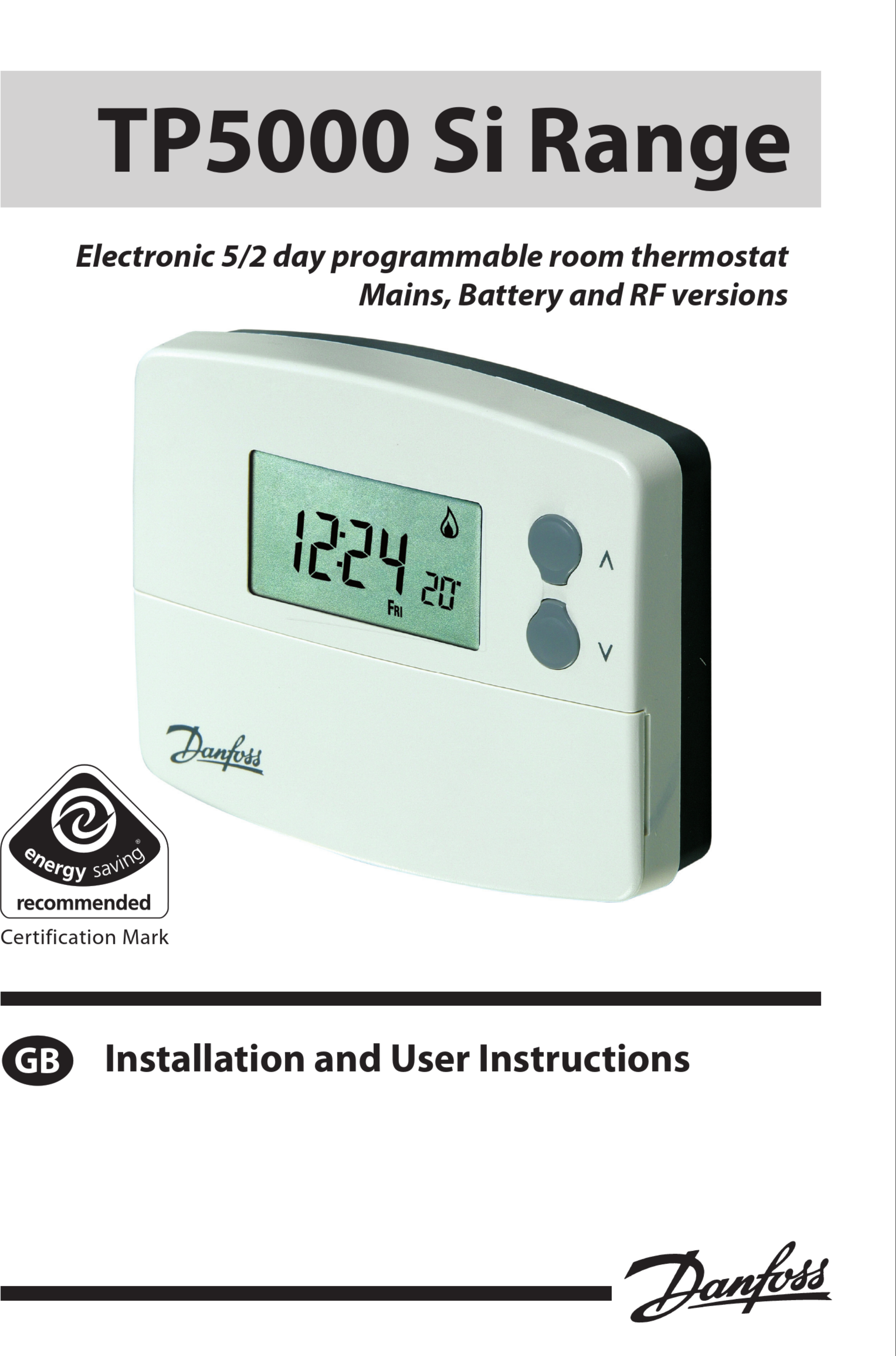 Danfoss Tp Si Range Installation And User Instructions Manual