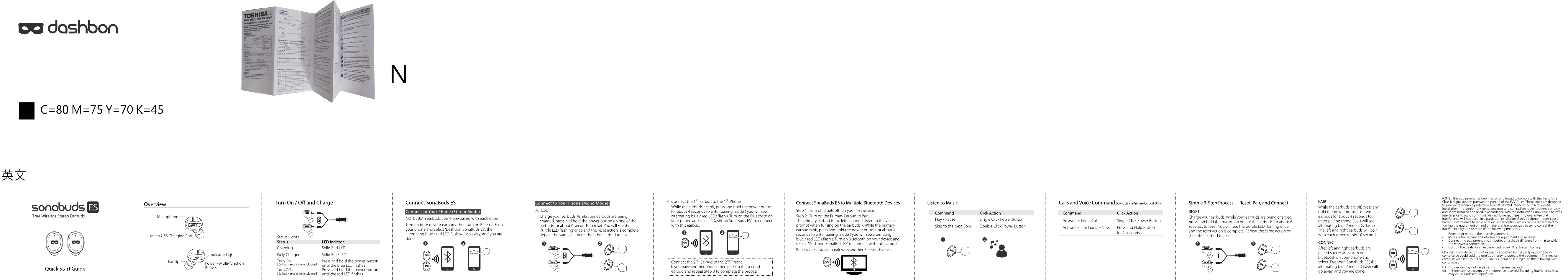 Page 1 of Dashbon S027TWS Bluetooth Earbuds User Manual 