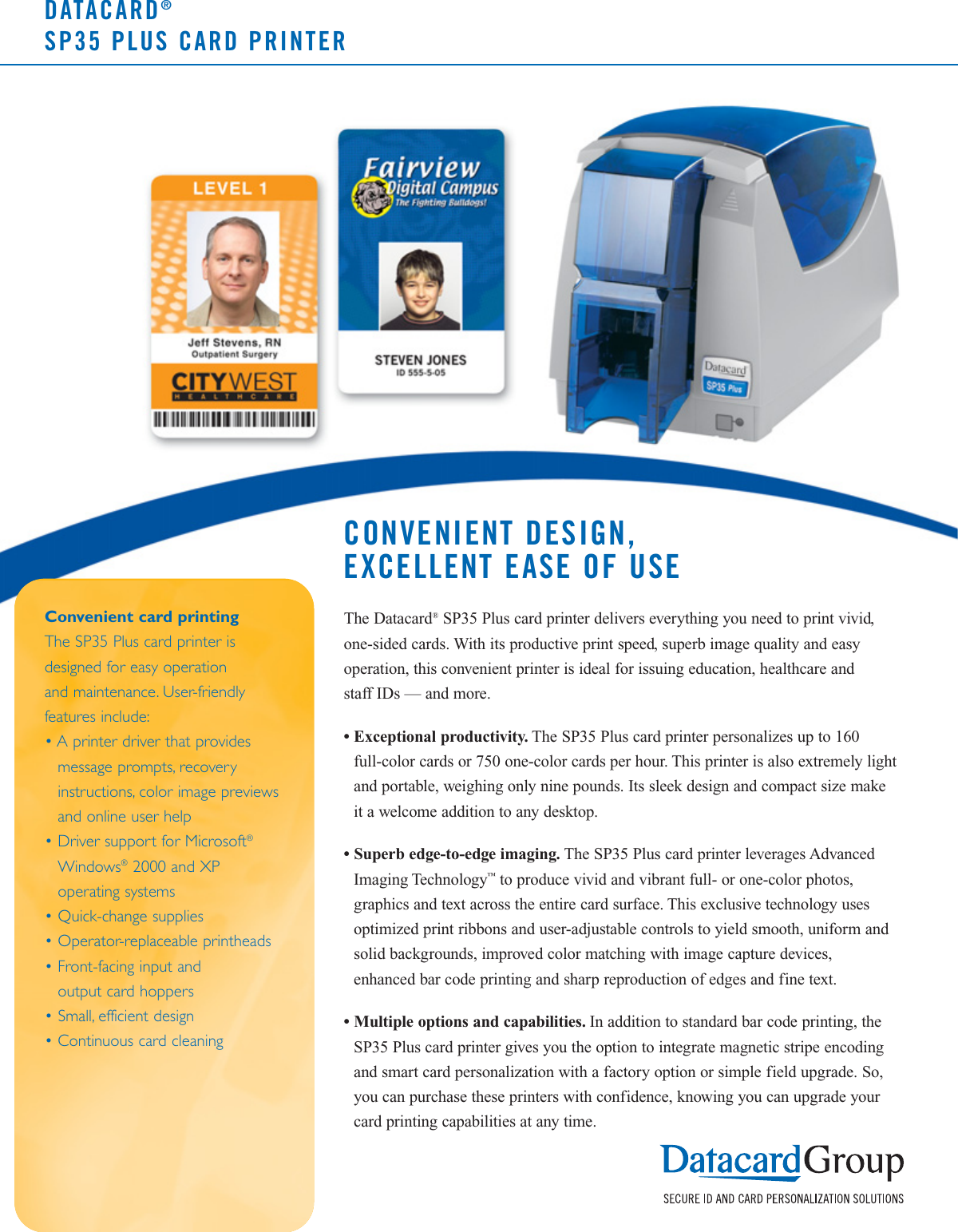 Page 1 of 2 - Datacard-Group Datacard-Group-Datacard-Sp35-Plus-Users-Manual-  Datacard-group-datacard-sp35-plus-users-manual