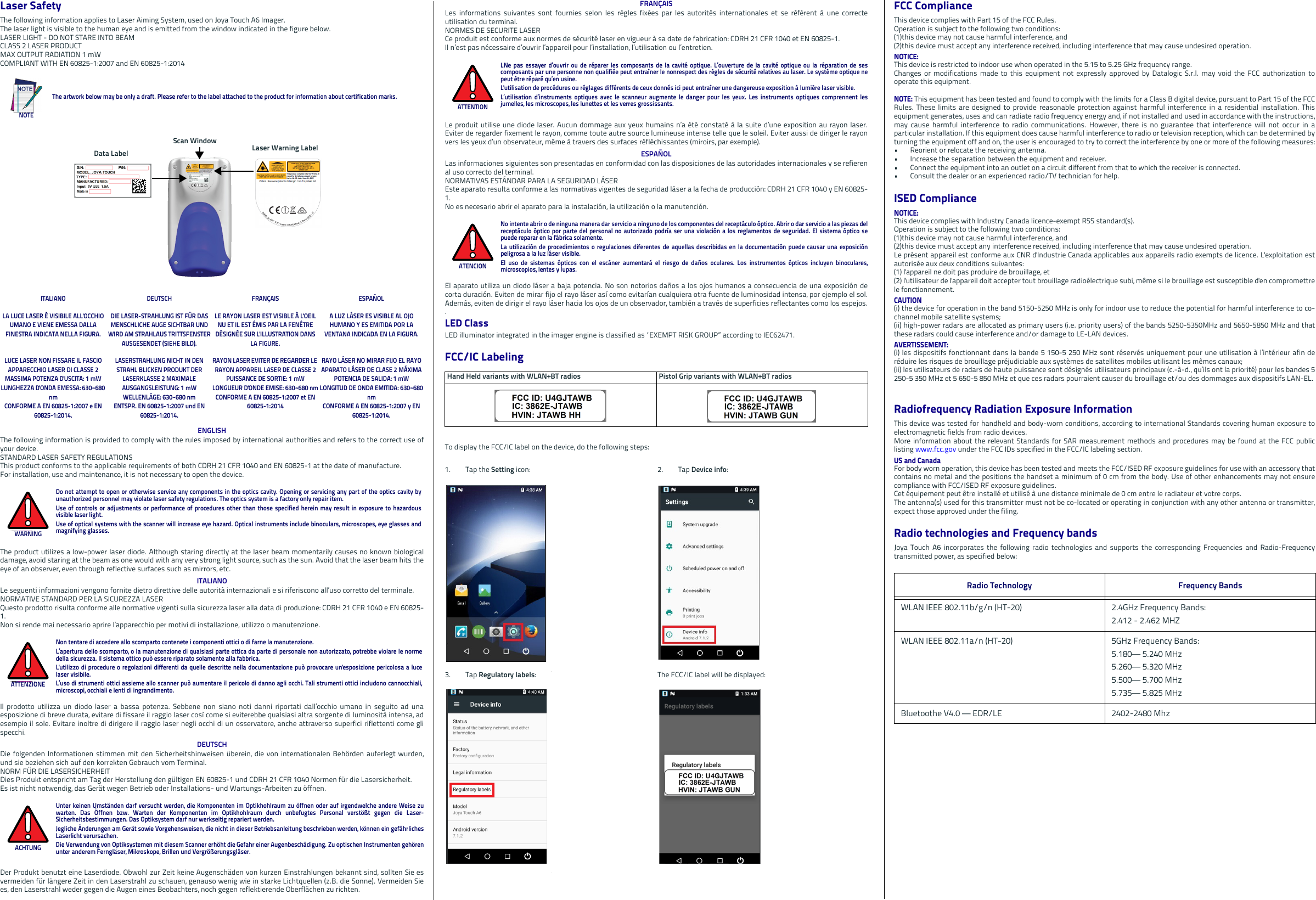 Page 2 of Datalogic S r l JTAWB Multi-purpose device with barcode reader User Manual 852001162