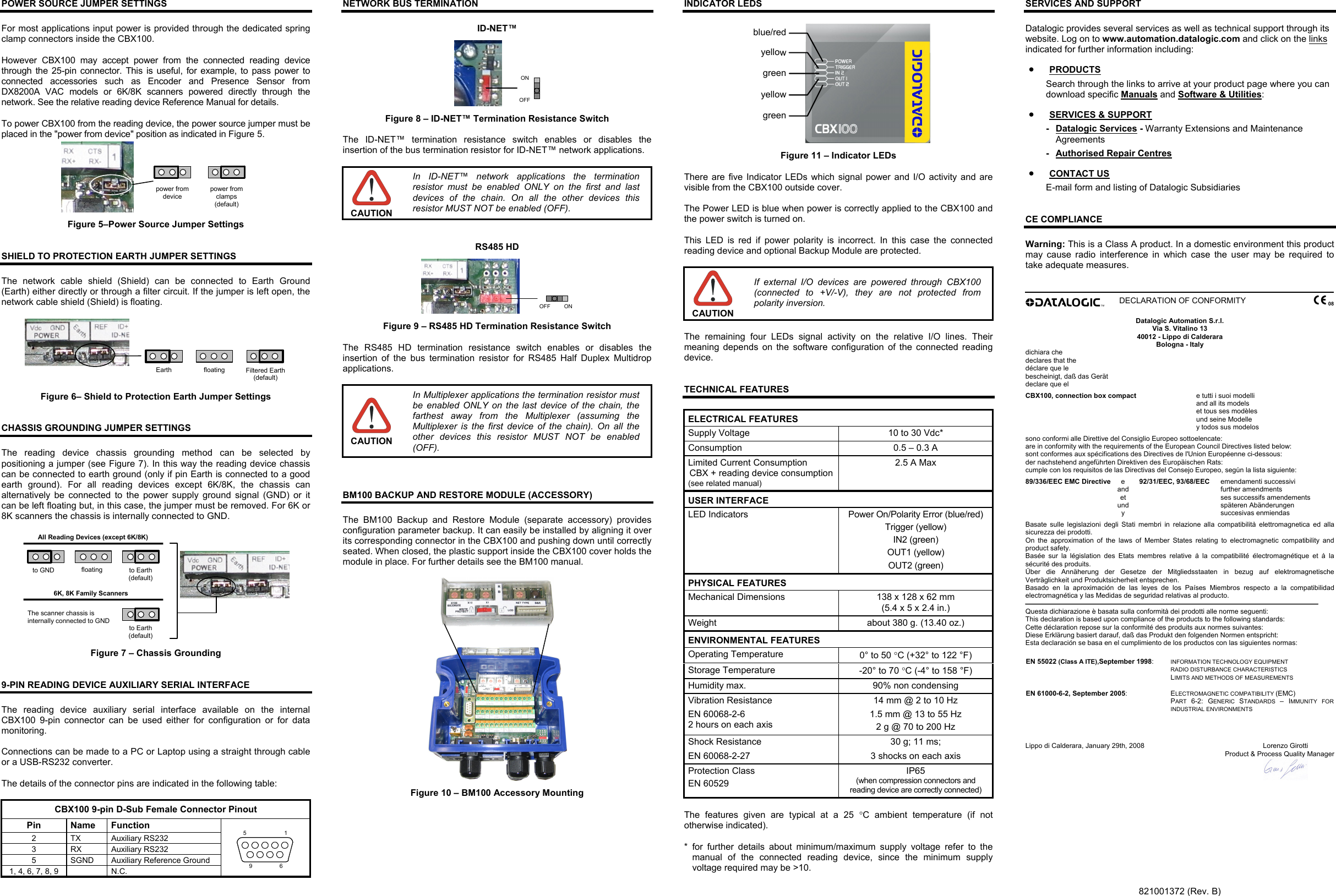 Page 2 of 2 - Datalogic-Scanning Datalogic-Scanning-Connection-Box-Cbx100-Users-Manual CBX100 Installation Manual