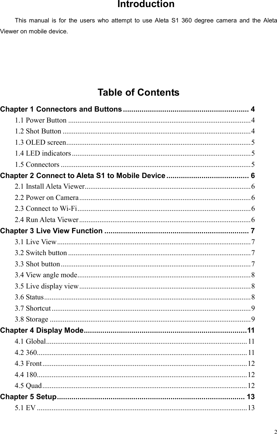 Page 2 of Datavideo Technologies CC360 360-Degree CAMERA User Manual Aleta S1 UM V2 7 ENG