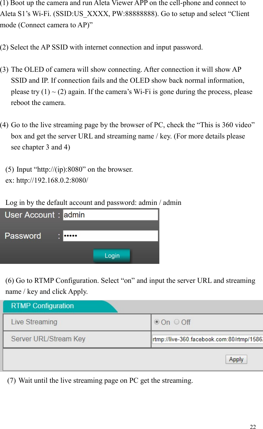 Page 22 of Datavideo Technologies CC360 360-Degree CAMERA User Manual Aleta S1 UM V2 7 ENG