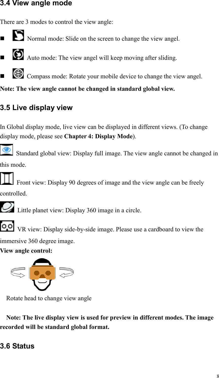 Page 8 of Datavideo Technologies CC360 360-Degree CAMERA User Manual Aleta S1 UM V2 7 ENG