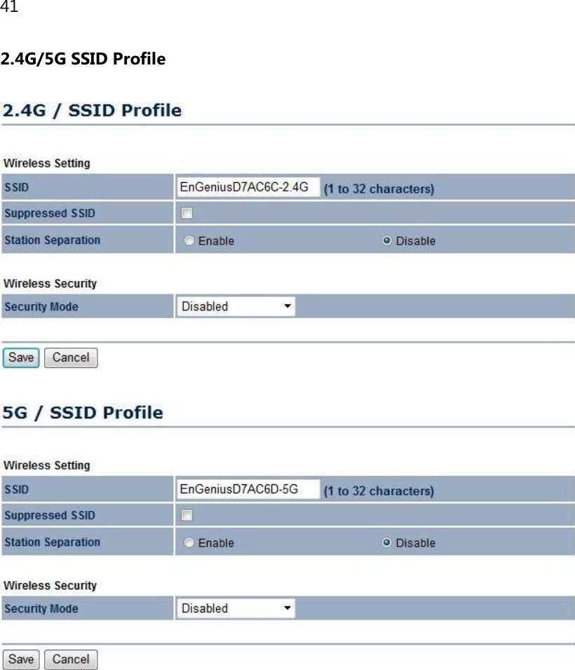 41  2.4G/5G SSID Profile      