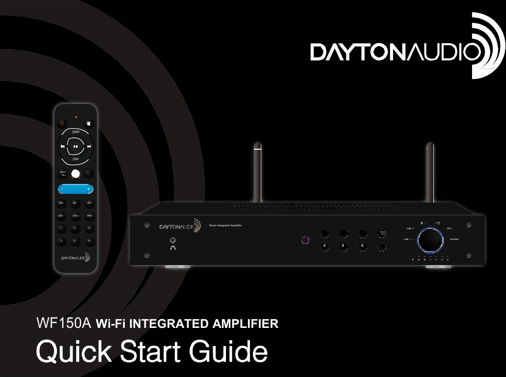 1 2 3VOL+VOL-PLAYALLEQ/BALWIFIBTOPTLINE 1 LINE 2PHO1 234 56Smart Integrated AmplifierPLAYAL L4 5 6LINE2LINE1OPTPHON OWF150AWi-Fi INTEGRATED AMPLIFIER