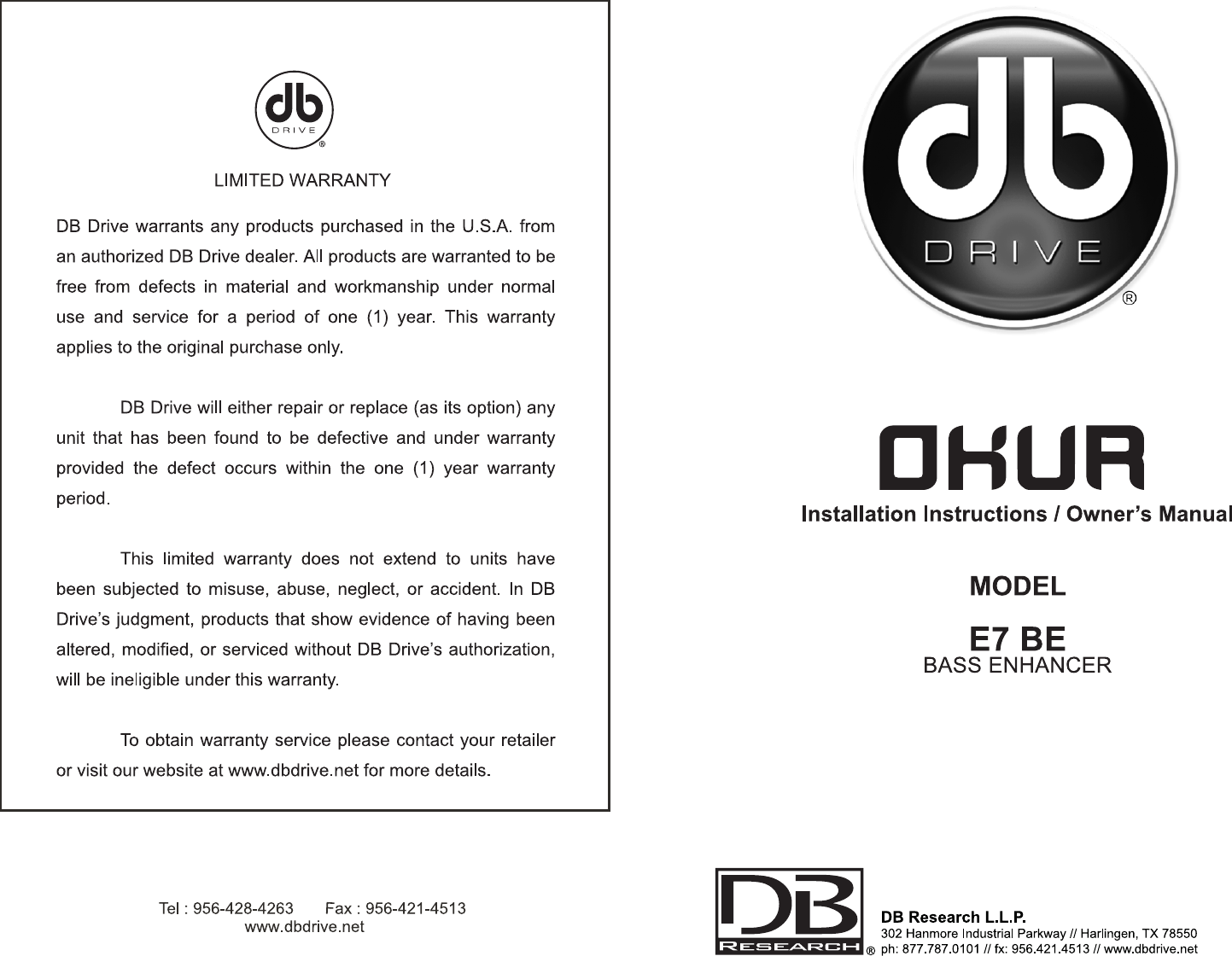 Db Link Research Car Amplifier Bass Enhancer Users Manual Rmb 17 C U N