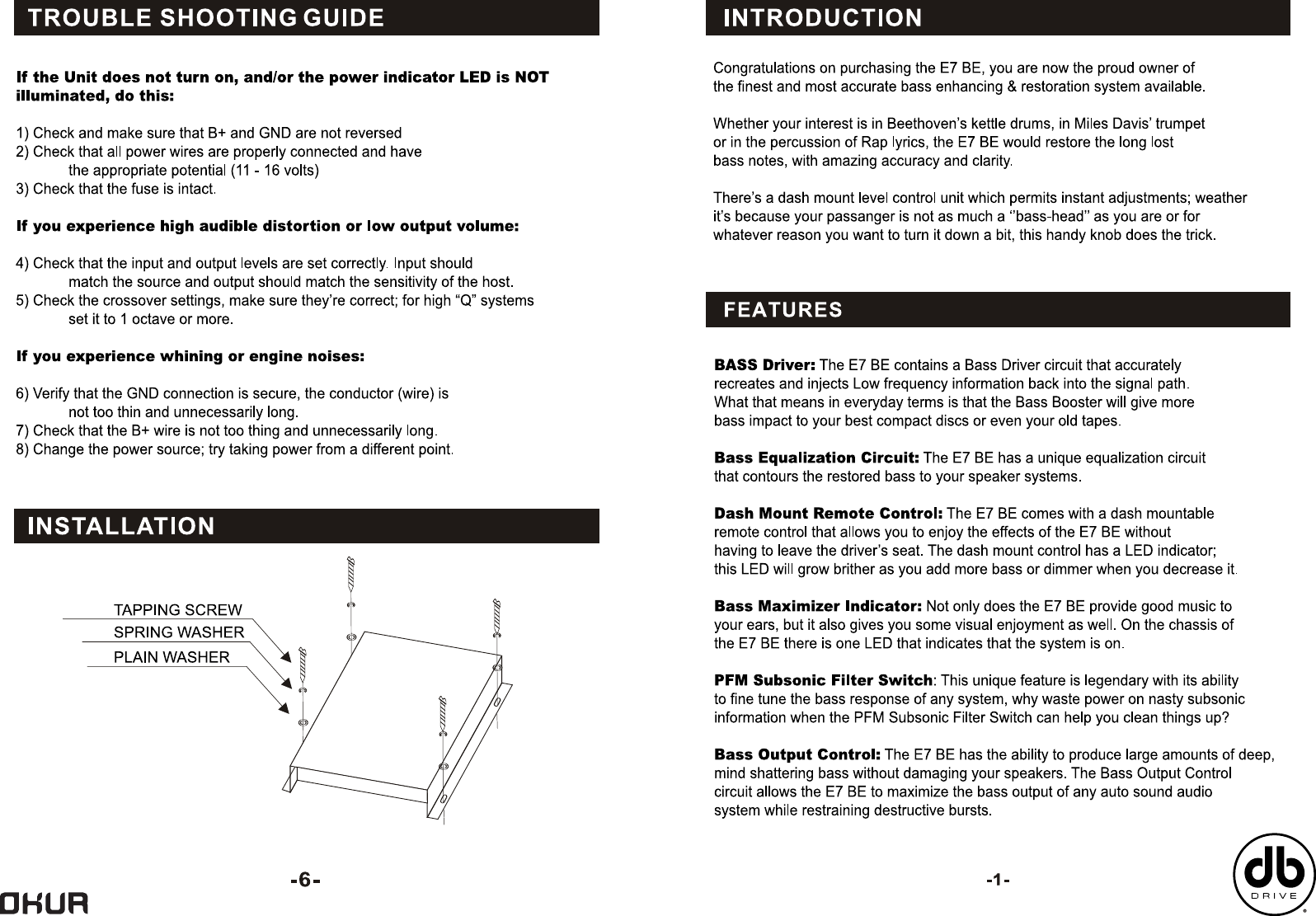 Db Link Research Car Amplifier Bass Enhancer Users Manual Rmb 17 C U N