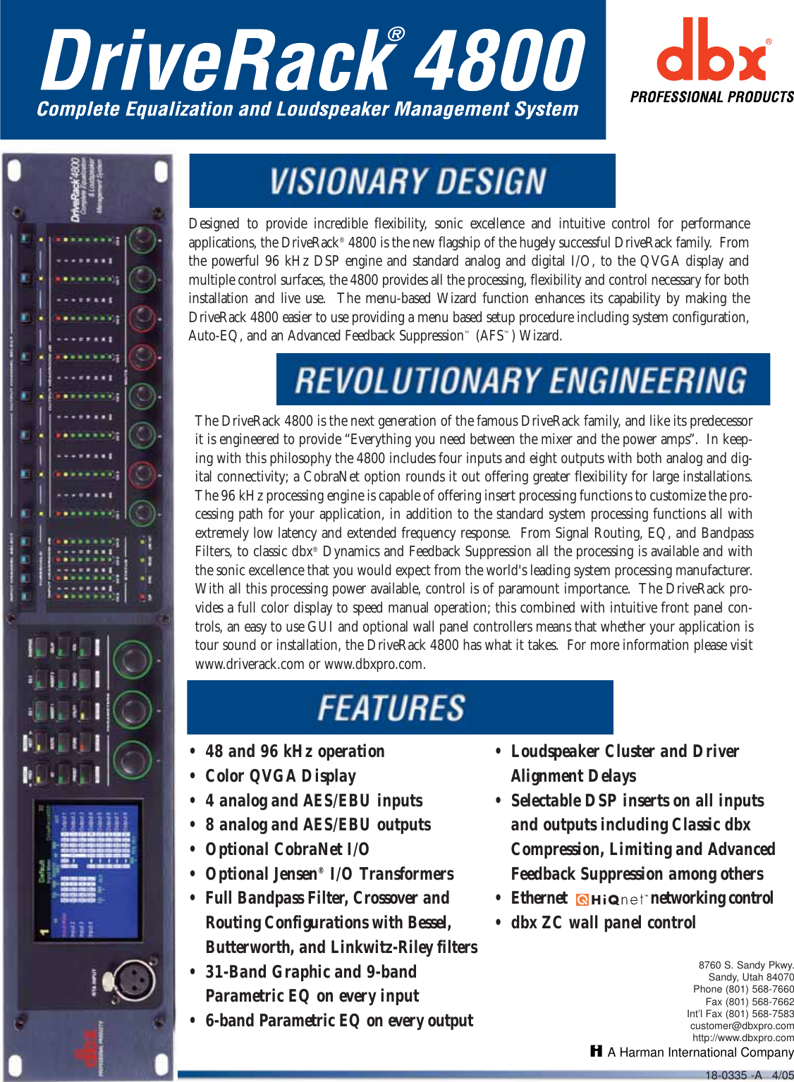 Page 1 of 2 - Dbx-Pro Dbx-Pro-Driverack-4800-Users-Manual-  Dbx-pro-driverack-4800-users-manual