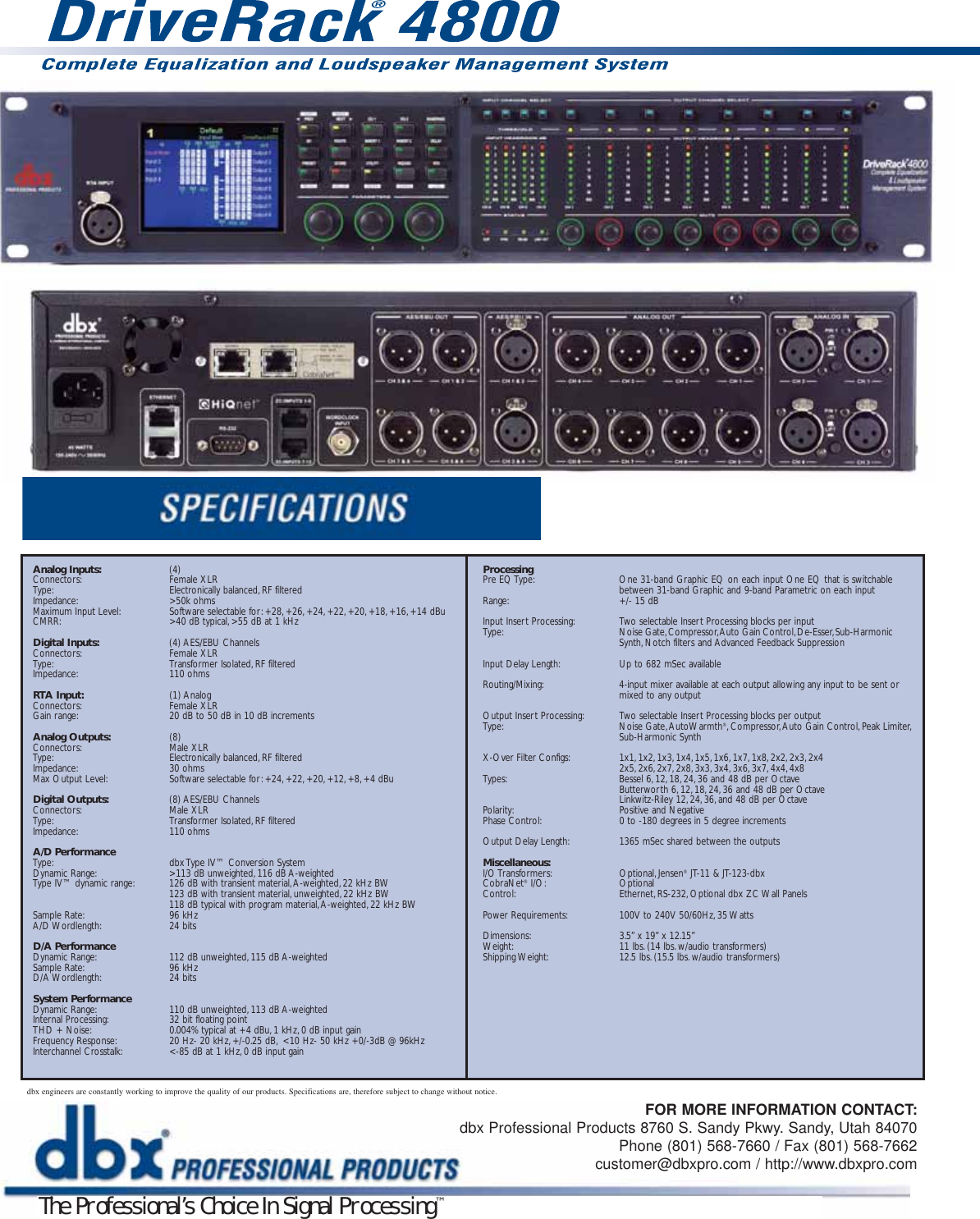 Page 2 of 2 - Dbx-Pro Dbx-Pro-Driverack-4800-Users-Manual-  Dbx-pro-driverack-4800-users-manual