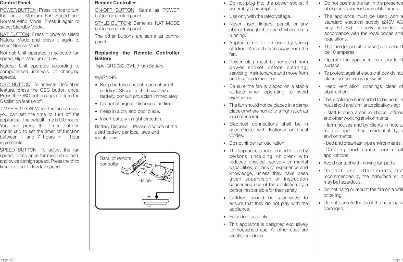 Page 7 of 8 - DeLonghi DETF115 Tower Fan - Ins Manual User  To The Dcb16a20-a1e0-4ad2-a9c2-385f14d5119e