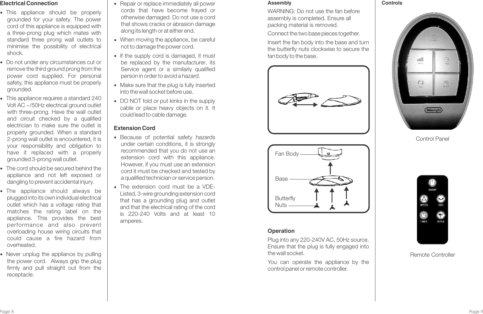 Page 8 of 8 - DeLonghi DETF115 Tower Fan - Ins Manual User  To The Dcb16a20-a1e0-4ad2-a9c2-385f14d5119e