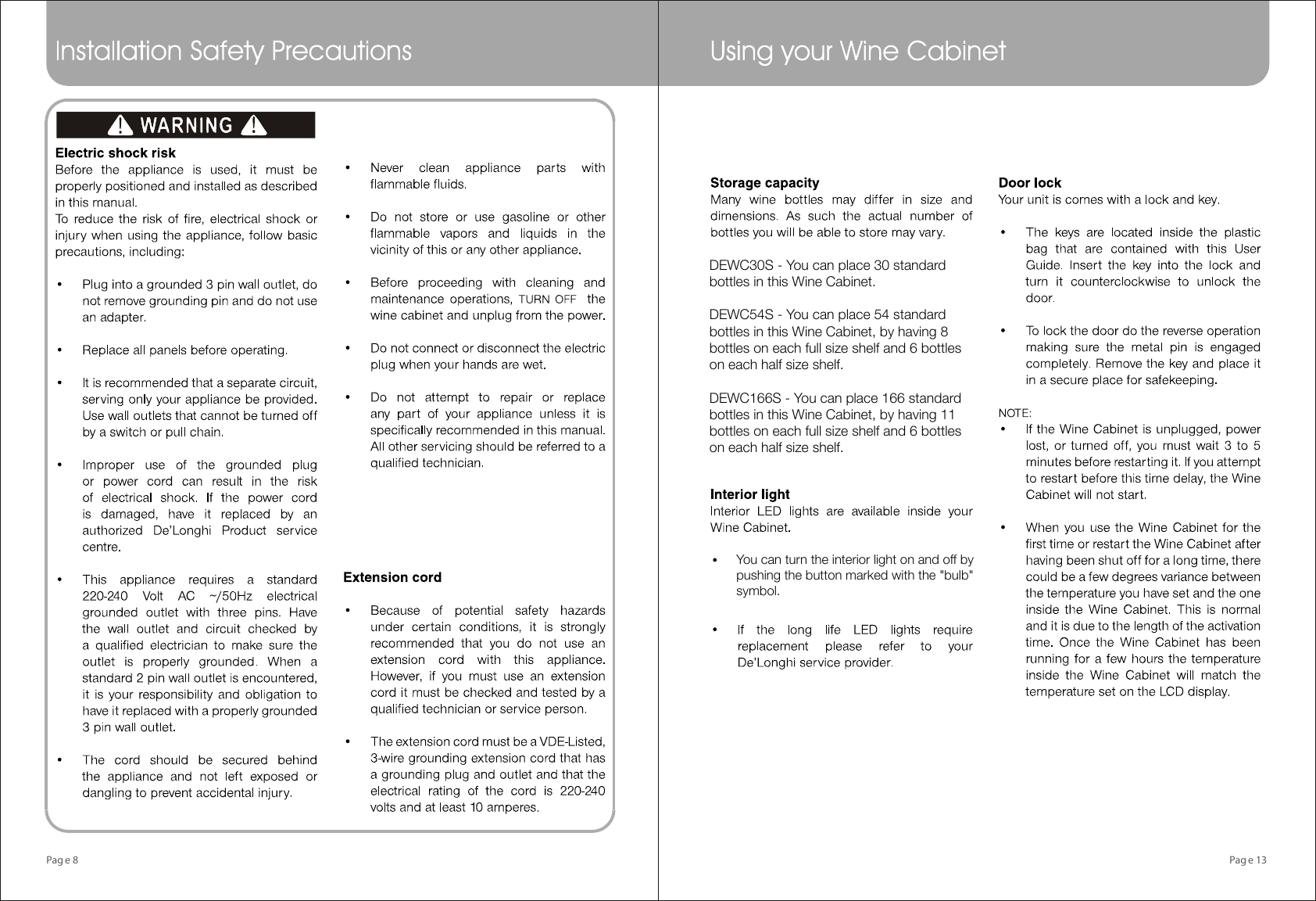 Page 10 of 12 - DeLonghi DEWC30S WGC30 54 166S User Manual  To The 7bcfdea1-738a-4f03-960e-39c32c3325a3