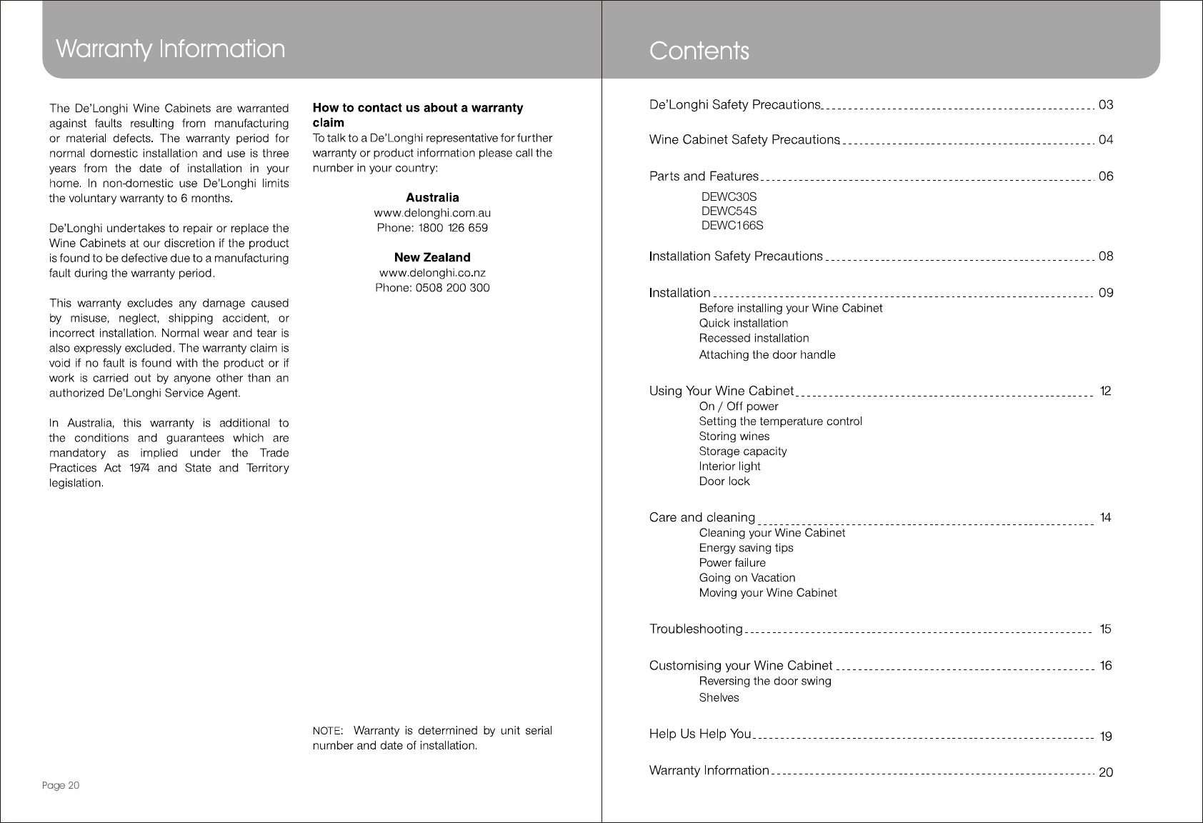Page 3 of 12 - DeLonghi DEWC30S WGC30 54 166S User Manual  To The 7bcfdea1-738a-4f03-960e-39c32c3325a3