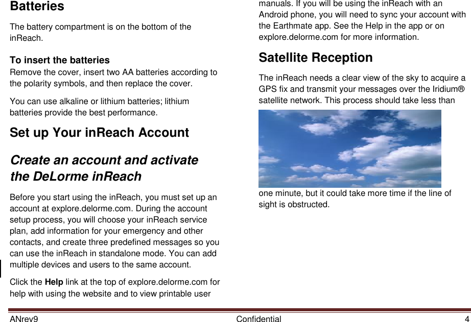 DeLorme INRCHBT3 InReach 2-way GPS satellite communicator User Manual