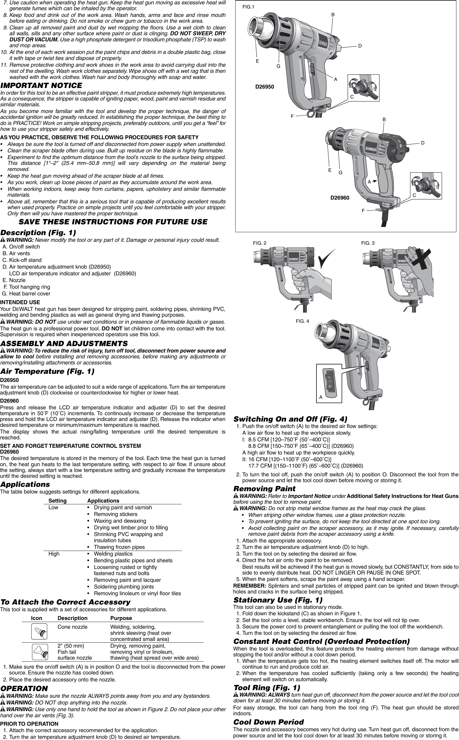 Page 2 of 7 - DeWalt D26960K D26950 Heat Gun NA User Manual  To The 1f6861de-222d-4353-86d6-e7cfa9e8f729