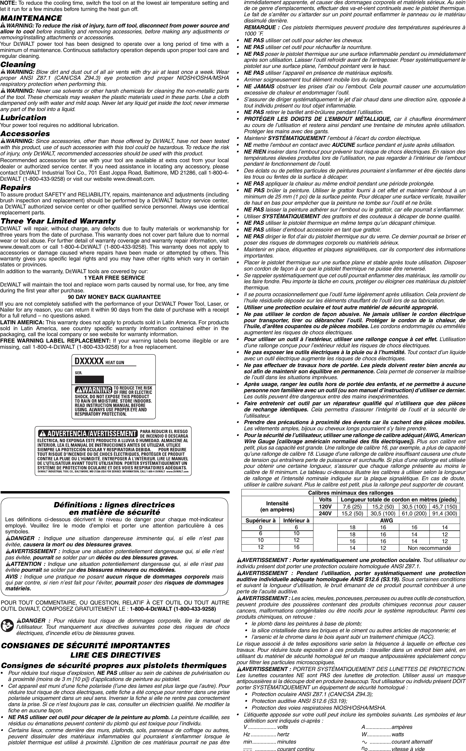 Page 3 of 7 - DeWalt D26960K D26950 Heat Gun NA User Manual  To The 1f6861de-222d-4353-86d6-e7cfa9e8f729