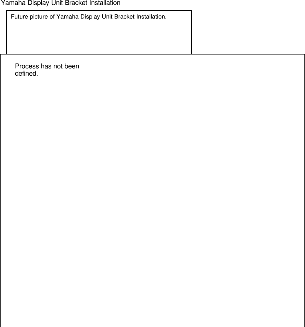 Yamaha Display Unit Bracket InstallationProcess has not beendefined.Future picture of Yamaha Display Unit Bracket Installation.
