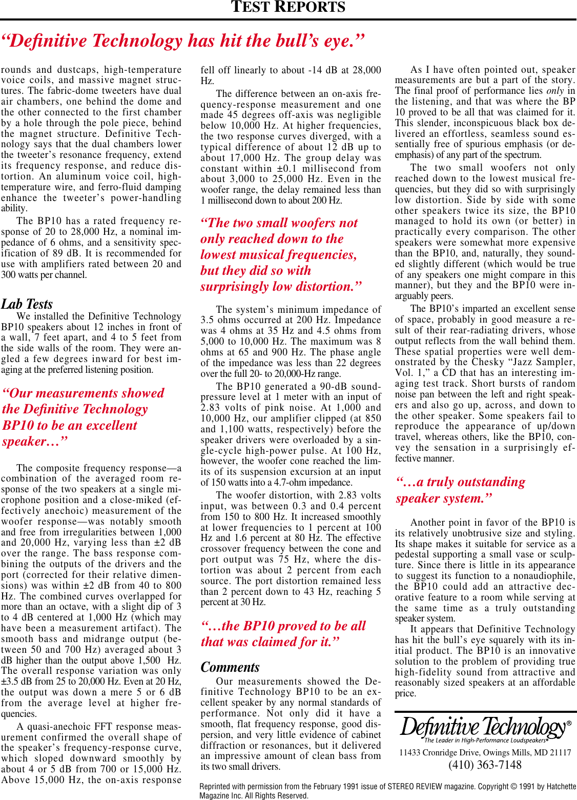 Page 2 of 2 - Definitive-Technology Definitive-Technology-Bp10B-Users-Manual- Definitive-technology-bp10b-users-manual