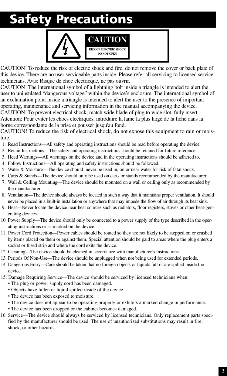 Page 2 of 10 - Definitive-Technology Definitive-Technology-C-L-R-2300-Users-Manual- CLR2300_Manual  Definitive-technology-c-l-r-2300-users-manual