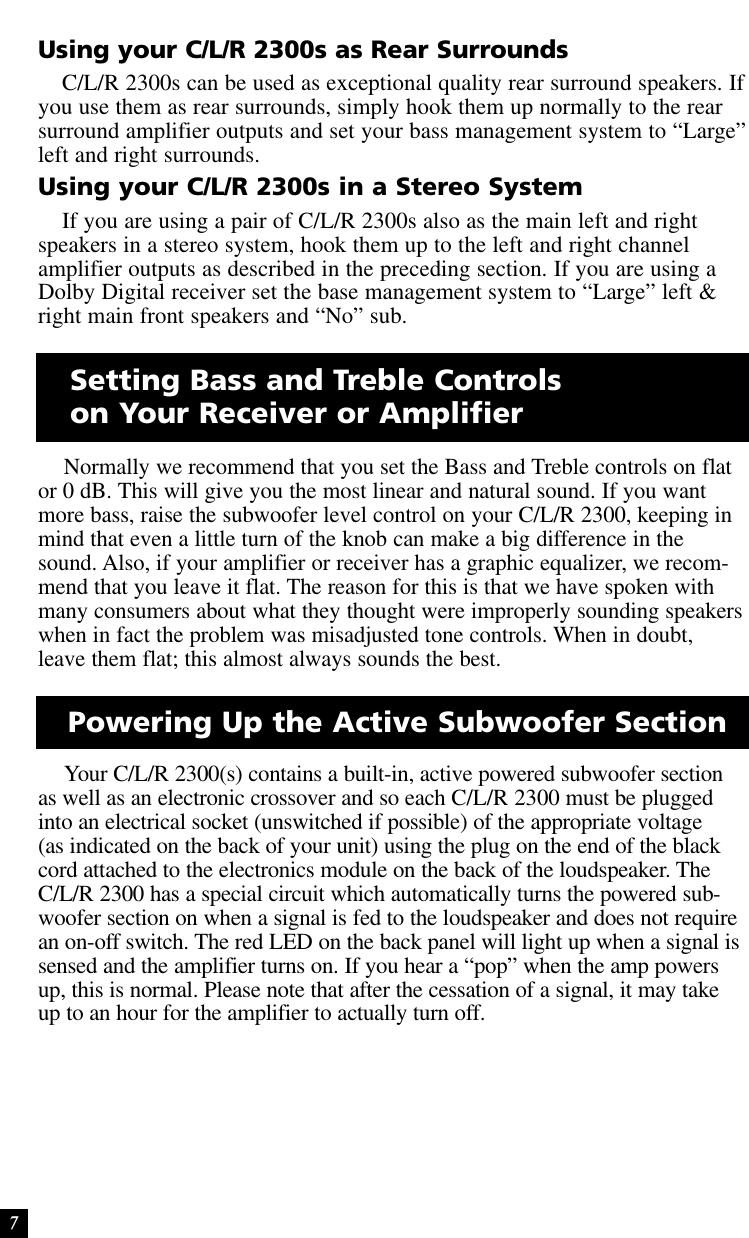 Page 7 of 10 - Definitive-Technology Definitive-Technology-C-L-R-2300-Users-Manual- CLR2300_Manual  Definitive-technology-c-l-r-2300-users-manual