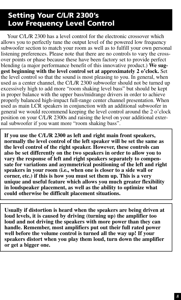 Page 8 of 10 - Definitive-Technology Definitive-Technology-C-L-R-2300-Users-Manual- CLR2300_Manual  Definitive-technology-c-l-r-2300-users-manual