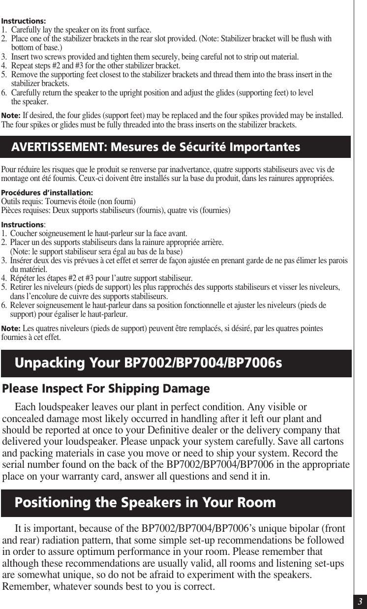 Page 3 of 12 - Definitive-Technology Definitive-Technology-Definitive-Bp7002-Users-Manual- BP7002_7004_7006_Manual  Definitive-technology-definitive-bp7002-users-manual