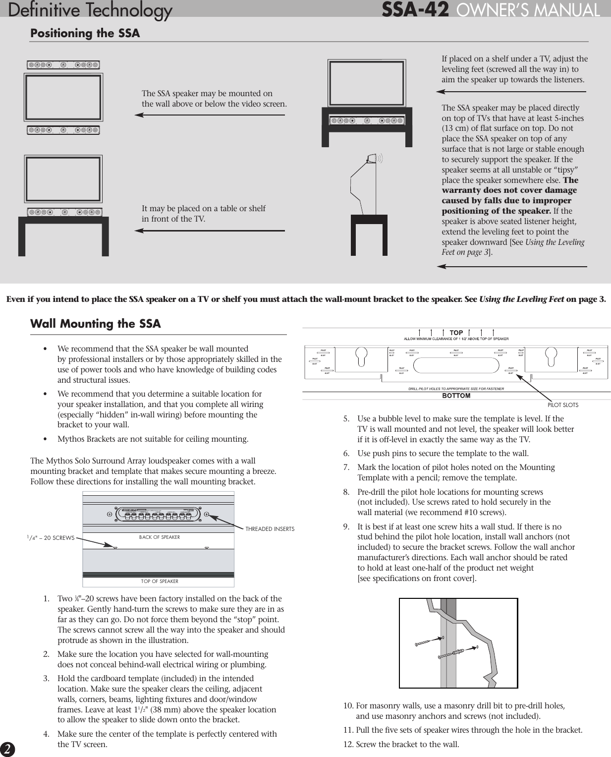 Page 2 of 4 - Definitive-Technology Definitive-Technology-Definitive-Technology-Speaker-Mythos-Solo-Surround-Array-Loudspeakers-Users-Manual-  Definitive-technology-definitive-technology-speaker-mythos-solo-surround-array-loudspeakers-users-manual