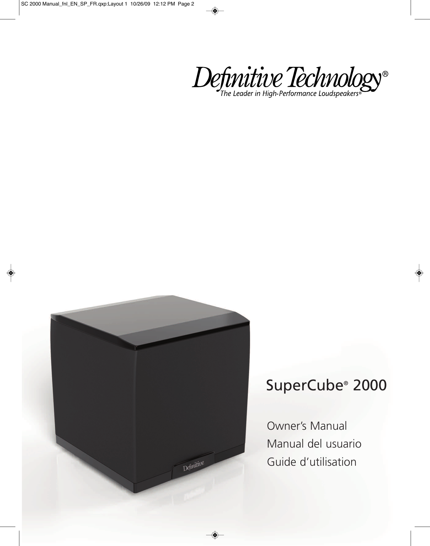 Page 1 of 12 - Definitive-Technology Definitive-Technology-Supercube-2000-Users-Manual-  Definitive-technology-supercube-2000-users-manual