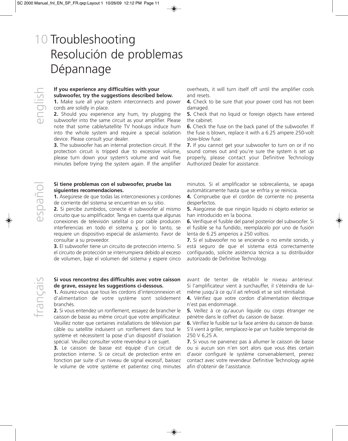 Page 10 of 12 - Definitive-Technology Definitive-Technology-Supercube-2000-Users-Manual-  Definitive-technology-supercube-2000-users-manual