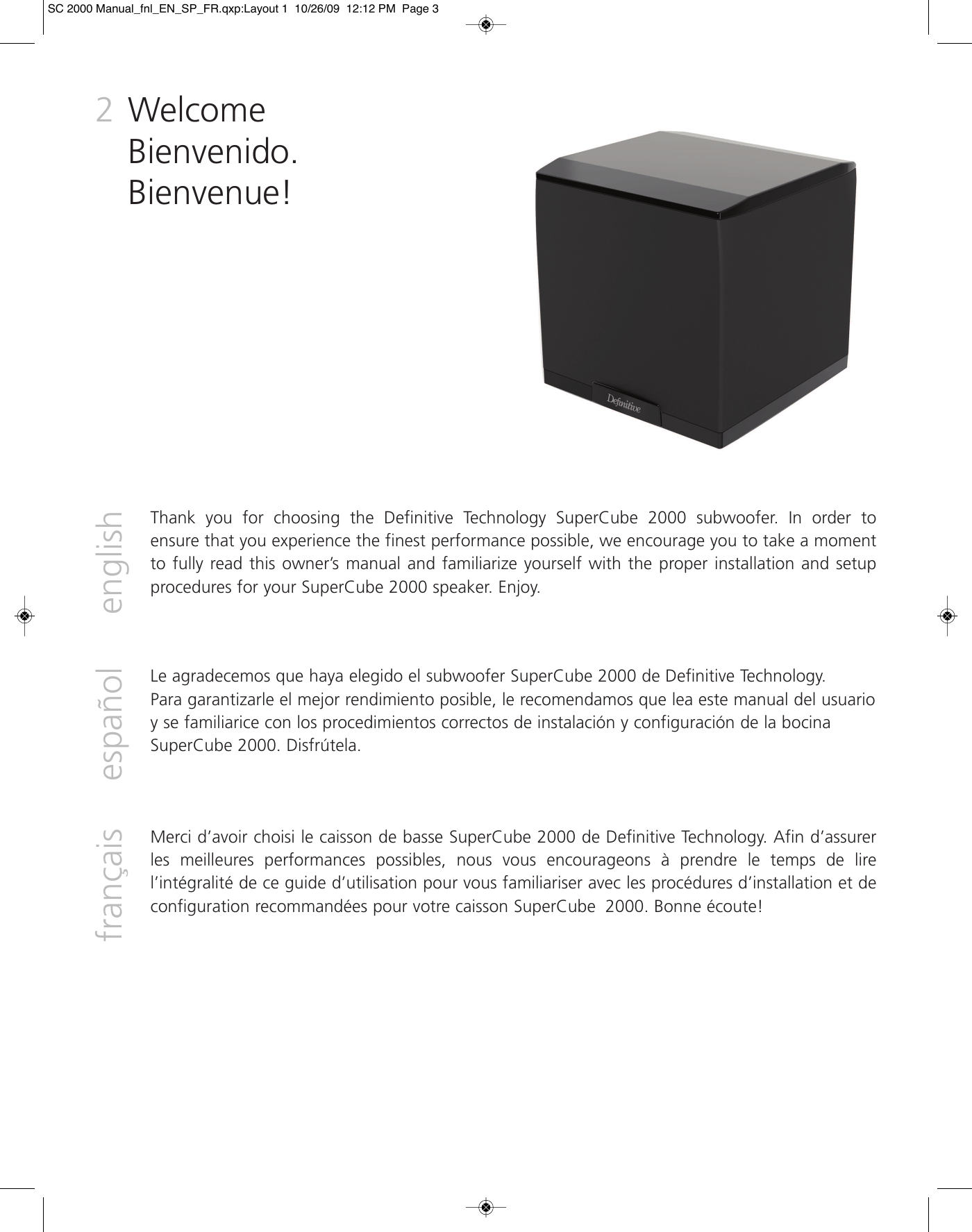 Page 2 of 12 - Definitive-Technology Definitive-Technology-Supercube-2000-Users-Manual-  Definitive-technology-supercube-2000-users-manual