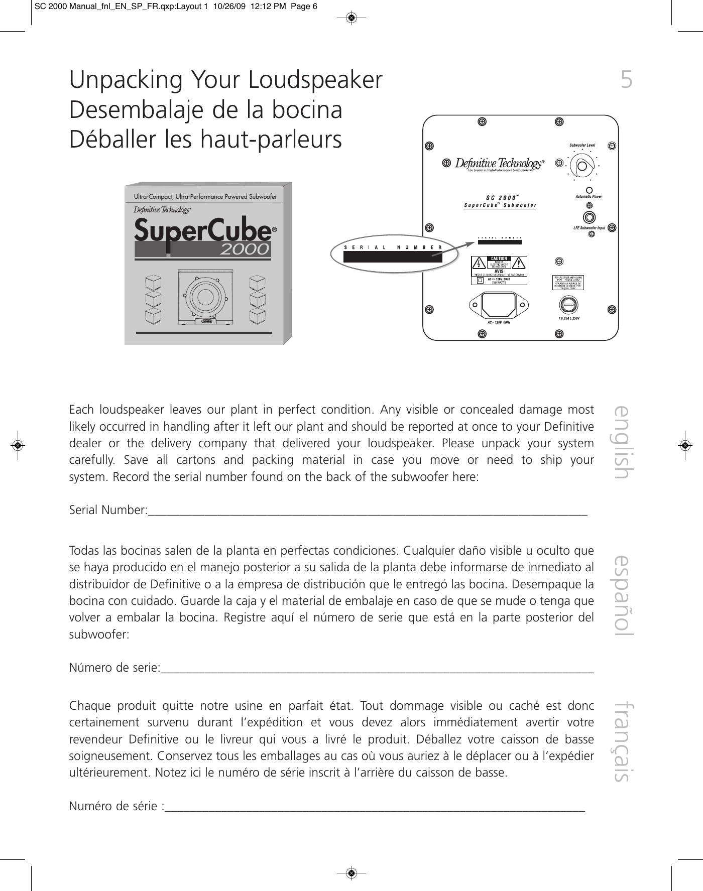 Page 5 of 12 - Definitive-Technology Definitive-Technology-Supercube-2000-Users-Manual-  Definitive-technology-supercube-2000-users-manual